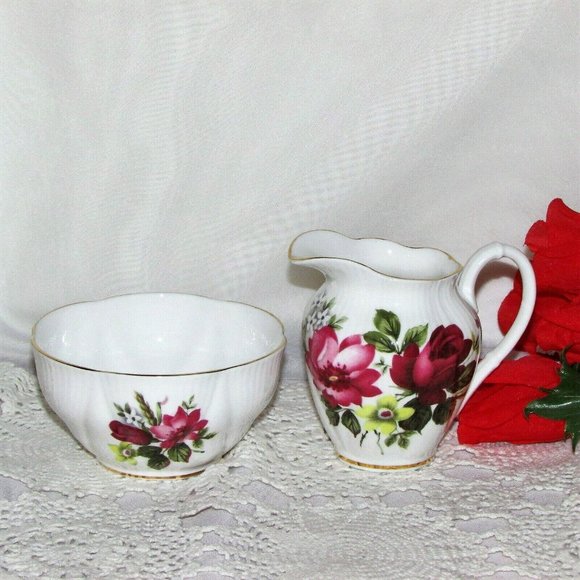 ROYAL ALBERT BONE CHINA Creamer & Sugar Bowl Set Floral England - Picture 4 of 5